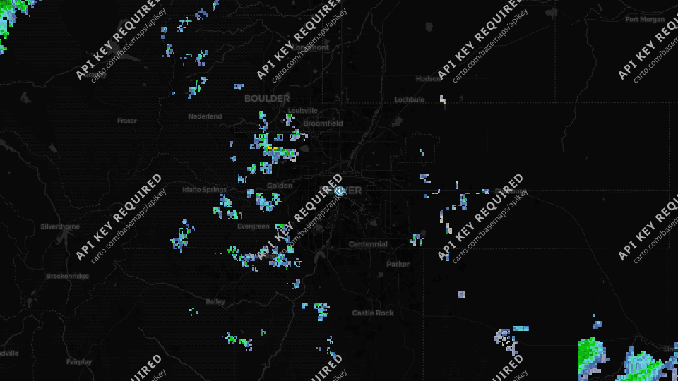 Weather radar centered on Denver